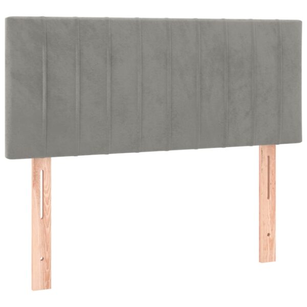 Łóżko kontynentalne z materacem i LED, szare 100x200cm, aksamit - obrazek 7