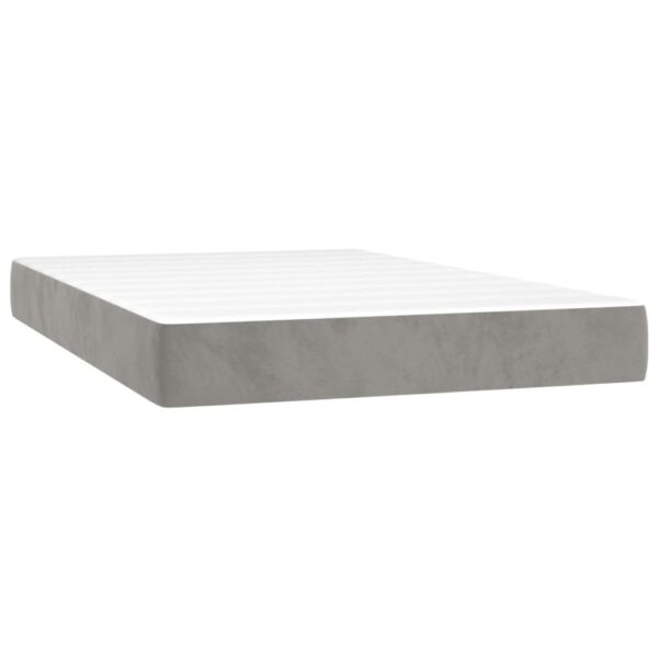 Łóżko kontynentalne z materacem i LED, szare 120x200cm, aksamit - obrazek 6