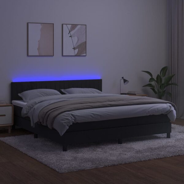 Łóżko kontynentalne z materacem i LED, czarny aksamit 180x200cm - obrazek 4