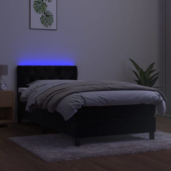 Łóżko kontynentalne z materacem i LED, czarny aksamit 80x200 cm - obrazek 4