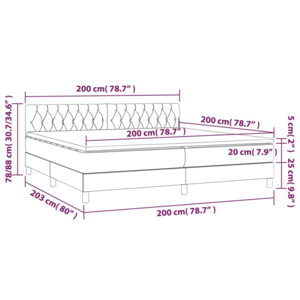 Łóżko kontynentalne z materacem i LED, różowy aksamit 200x200cm - obrazek 8