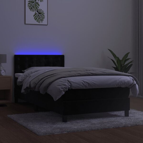 Łóżko kontynentalne z materacem i LED, czarny aksamit 80x200 cm - obrazek 4