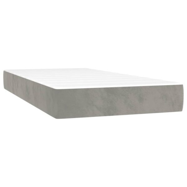 Łóżko kontynentalne z materacem i LED, szare 100x200cm, aksamit - obrazek 6