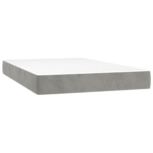Łóżko kontynentalne z materacem i LED, szare 120x200cm, aksamit - obrazek 6