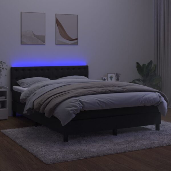 Łóżko kontynentalne z materacem i LED, czarny aksamit 140x190cm - obrazek 4