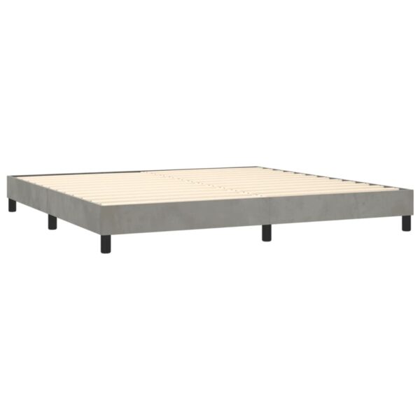 Łóżko kontynentalne z materacem i LED, szare 200x200cm, aksamit - obrazek 5