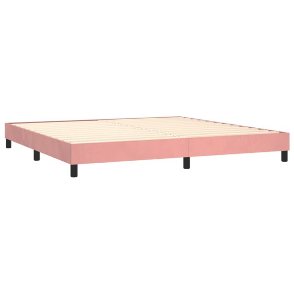 Łóżko kontynentalne z materacem i LED, różowy aksamit 200x200cm - obrazek 5