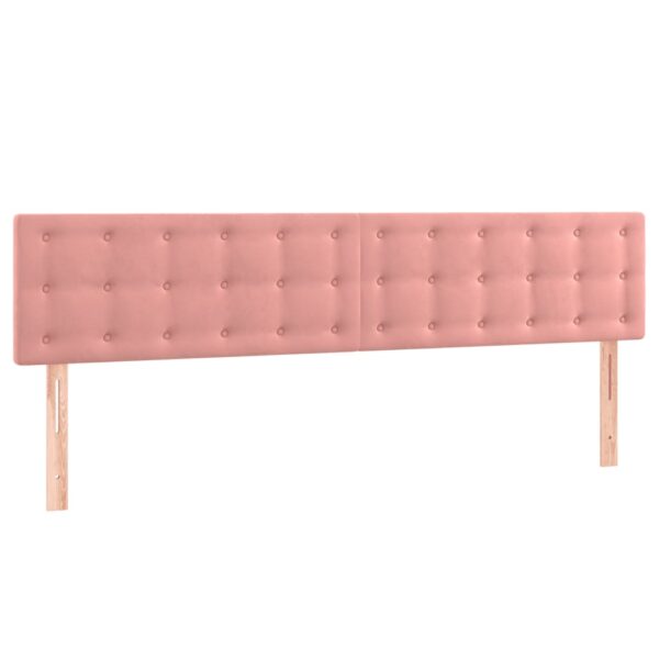 Łóżko kontynentalne z materacem i LED, różowy aksamit 200x200cm - obrazek 7