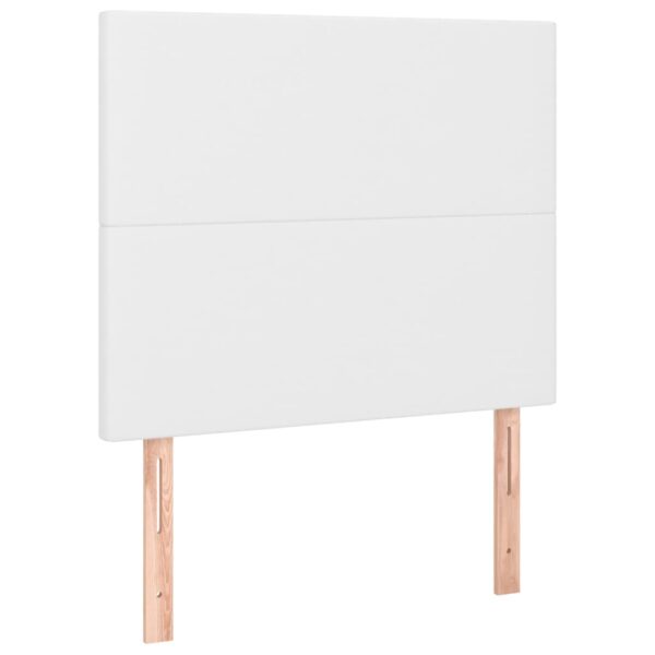 Łóżko kontynentalne z materacem i LED, biała ekoskóra 90x200 cm - obrazek 7