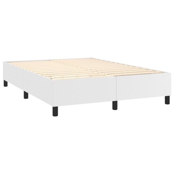 Łóżko kontynentalne z materacem i LED, biała ekoskóra 140x190cm - obrazek 5