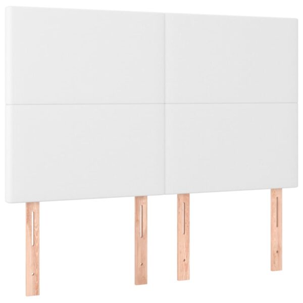 Łóżko kontynentalne z materacem i LED, biała ekoskóra 140x190cm - obrazek 7