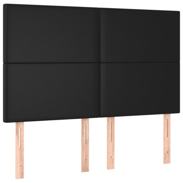 Łóżko kontynentalne z materacem i LED czarna ekoskóra 140x200cm - obrazek 7