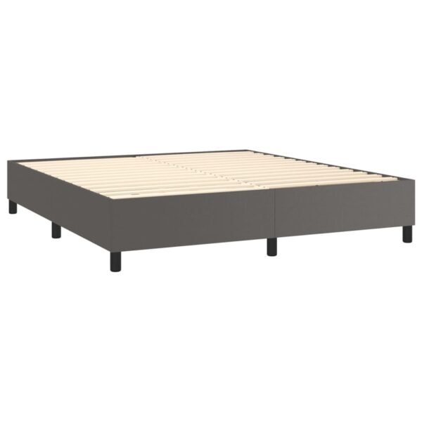 Łóżko kontynentalne z materacem i LED, szara ekoskóra 160x200cm - obrazek 5