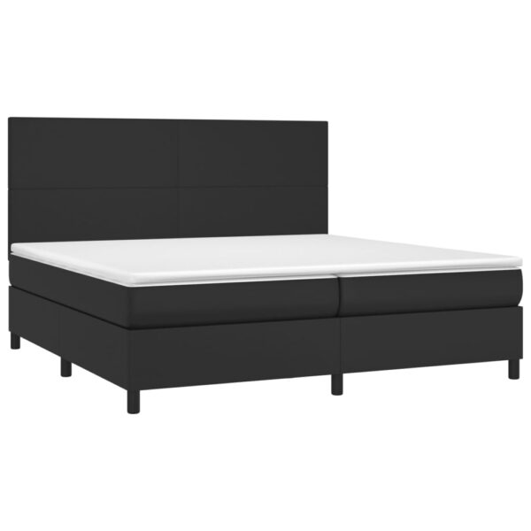 Łóżko kontynentalne z materacem i LED czarna ekoskóra 200x200cm - obrazek 3