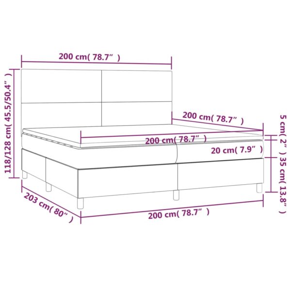 Łóżko kontynentalne z materacem i LED czarna ekoskóra 200x200cm - obrazek 8