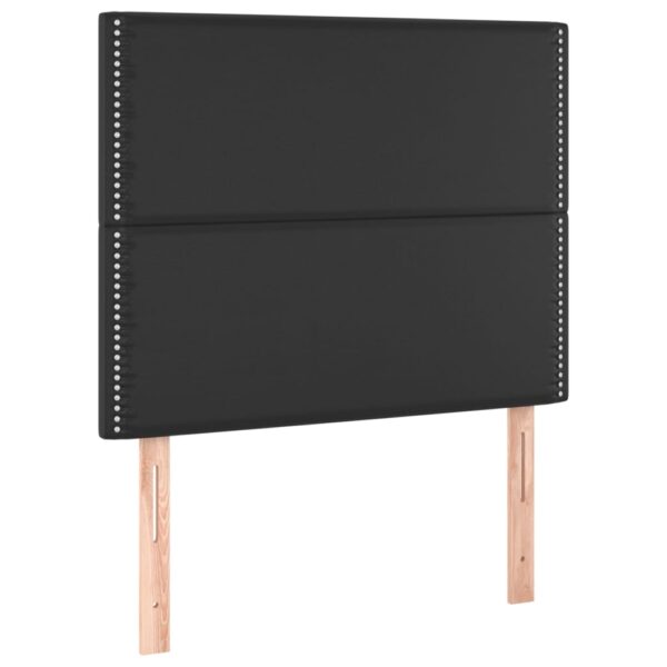Łóżko kontynentalne z materacem i LED czarna ekoskóra 80x200 cm - obrazek 7