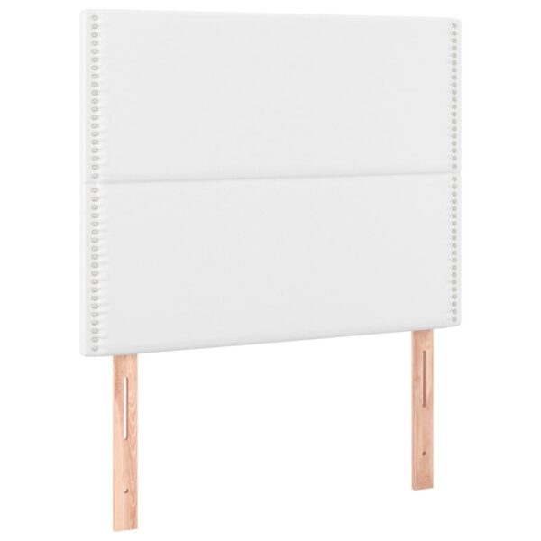 Łóżko kontynentalne z materacem i LED, biała ekoskóra 90x190 cm - obrazek 7
