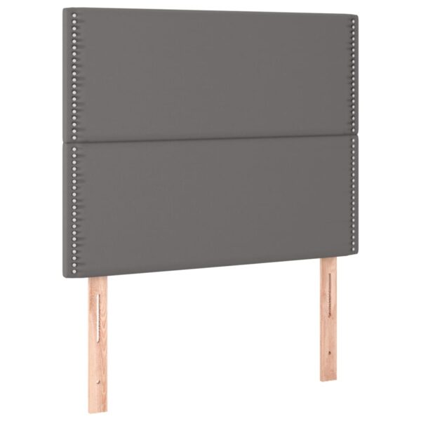 Łóżko kontynentalne z materacem i LED, szara ekoskóra 100x200cm - obrazek 7