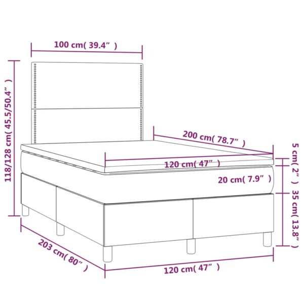 Łóżko kontynentalne z materacem i LED czarna ekoskóra 120x200cm - obrazek 8