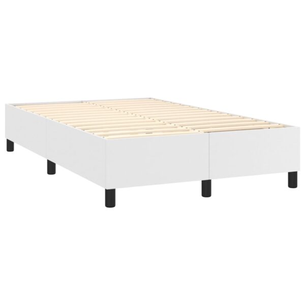 Łóżko kontynentalne z materacem i LED, biała ekoskóra 120x200cm - obrazek 5