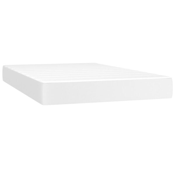 Łóżko kontynentalne z materacem i LED, biała ekoskóra 120x200cm - obrazek 6