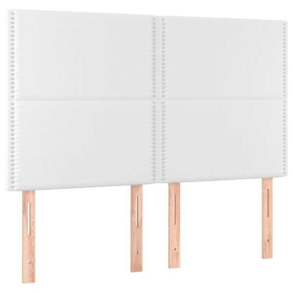 Łóżko kontynentalne z materacem i LED, biała ekoskóra 140x200cm - obrazek 7