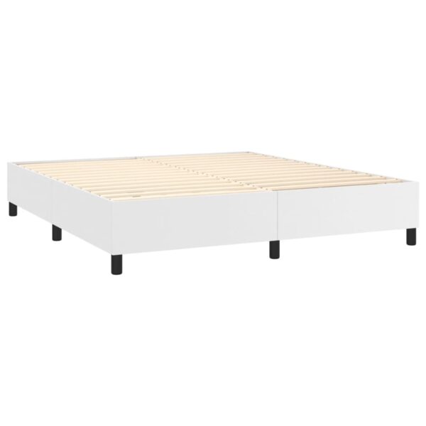 Łóżko kontynentalne z materacem i LED, biała ekoskóra 180x200cm - obrazek 5