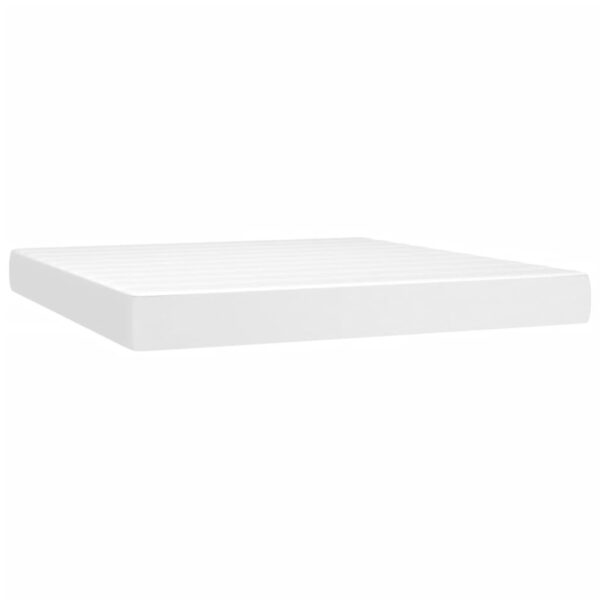 Łóżko kontynentalne z materacem i LED, biała ekoskóra 180x200cm - obrazek 6