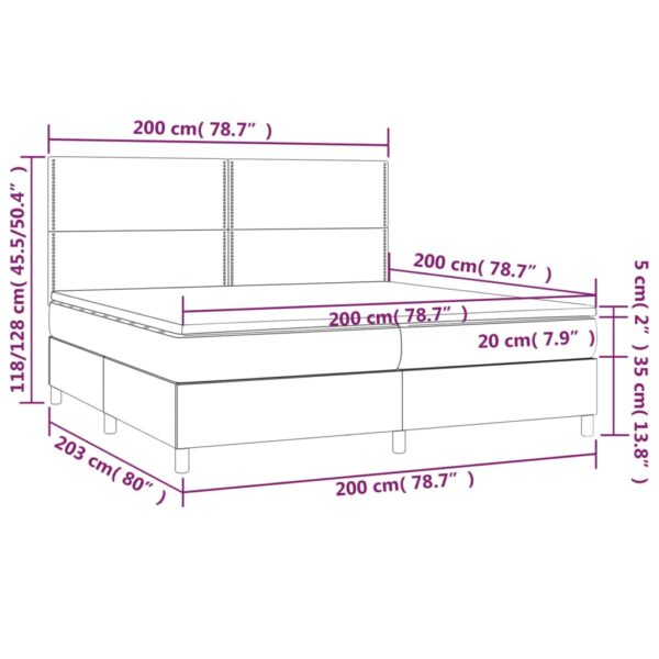 Łóżko kontynentalne z materacem i LED czarna ekoskóra 200x200cm - obrazek 8
