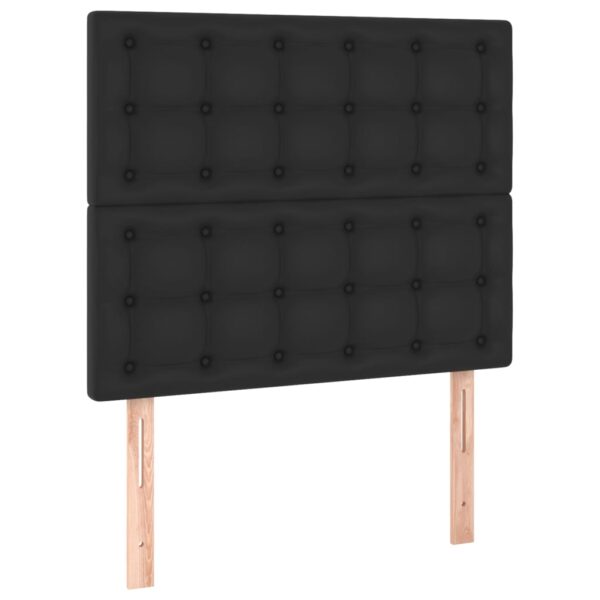 Łóżko kontynentalne z materacem i LED czarna ekoskóra 90x190 cm - obrazek 7