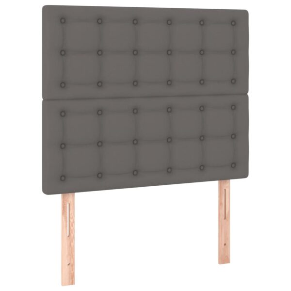 Łóżko kontynentalne z materacem i LED, szara ekoskóra 100x200cm - obrazek 7