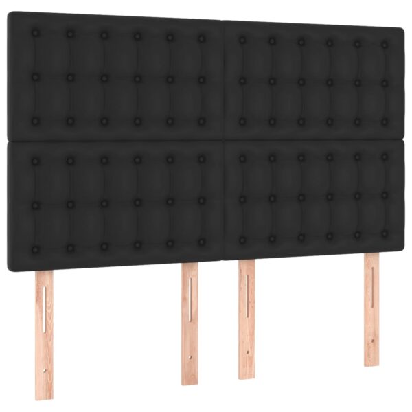 Łóżko kontynentalne z materacem i LED czarna ekoskóra 140x200cm - obrazek 7