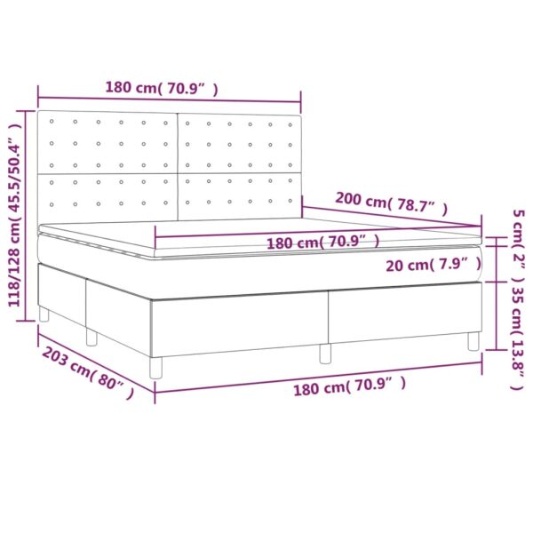 Łóżko kontynentalne z materacem i LED czarna ekoskóra 180x200cm - obrazek 8