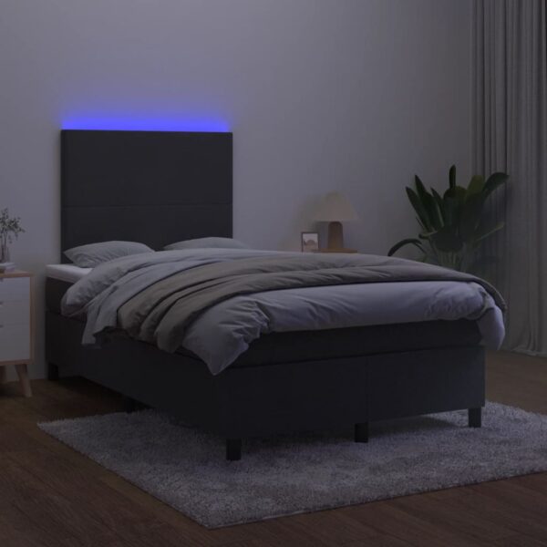 Łóżko kontynentalne z materacem i LED, czarny aksamit 120x200cm - obrazek 4