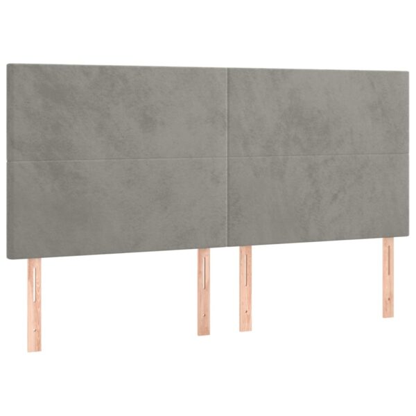 Łóżko kontynentalne z materacem i LED, szare 160x200cm, aksamit - obrazek 7