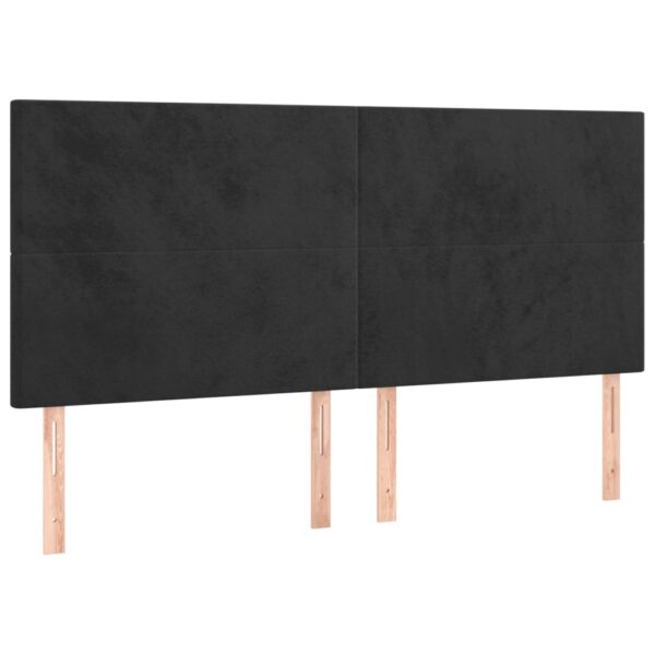 Łóżko kontynentalne z materacem i LED, czarny aksamit 200x200cm - obrazek 7