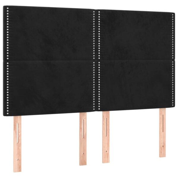 Łóżko kontynentalne z materacem i LED, czarny aksamit 140x200cm - obrazek 7
