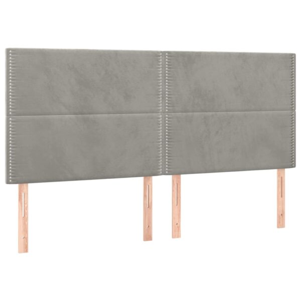 Łóżko kontynentalne z materacem i LED, szare 160x200cm, aksamit - obrazek 7