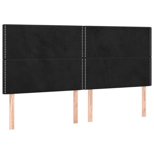 Łóżko kontynentalne z materacem i LED, czarny aksamit 160x200cm - obrazek 7