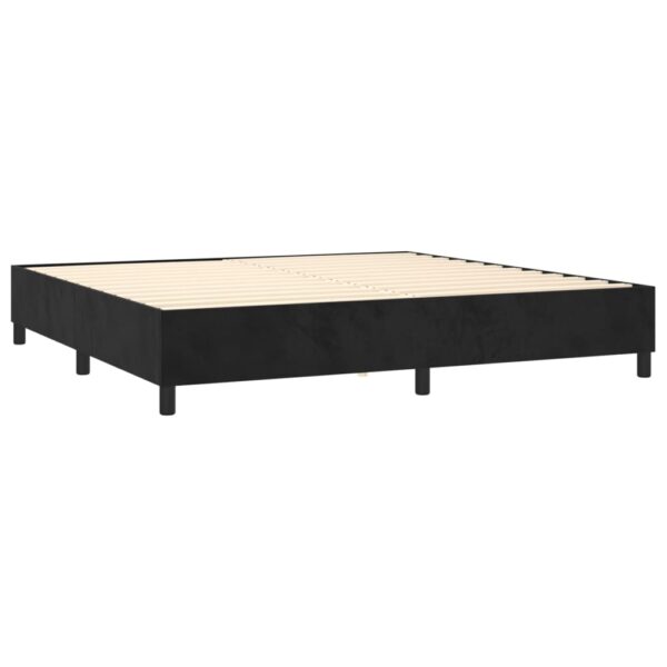 Łóżko kontynentalne z materacem i LED, czarny aksamit 200x200cm - obrazek 5
