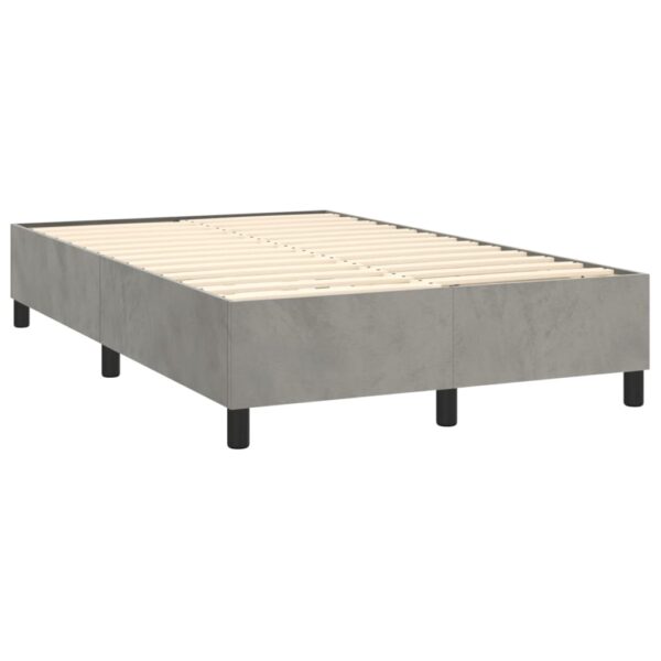Łóżko kontynentalne z materacem i LED, szare 120x200cm, aksamit - obrazek 5