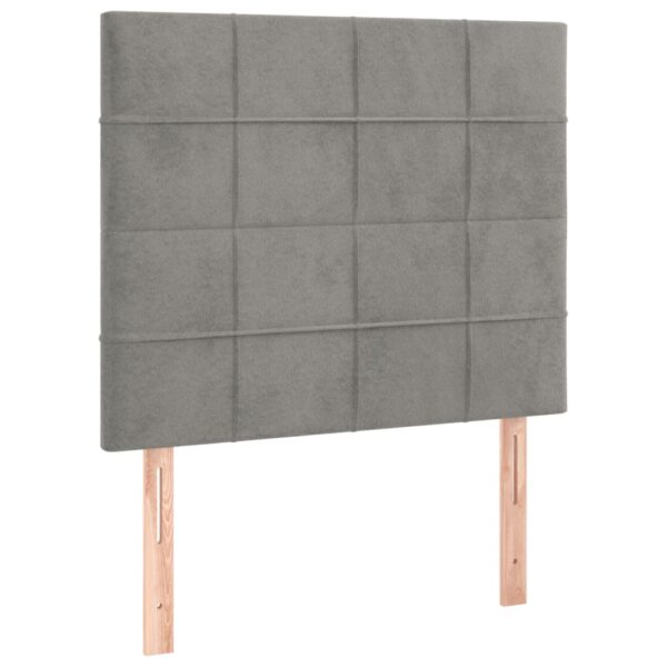 Łóżko kontynentalne z materacem i LED, szare 120x200cm, aksamit - obrazek 7