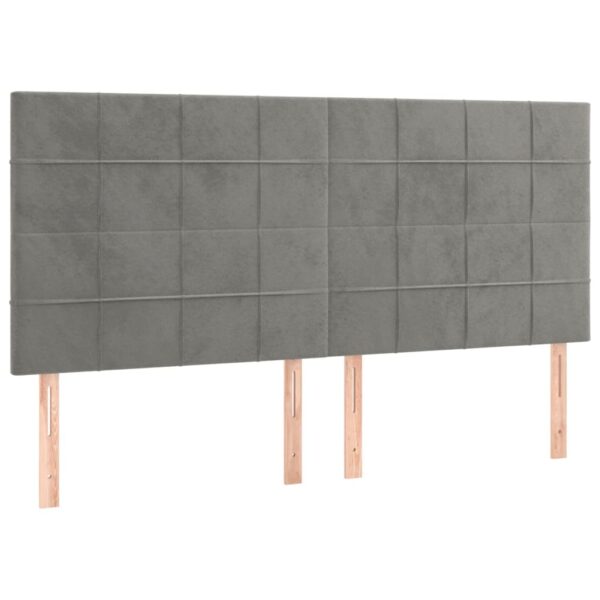 Łóżko kontynentalne z materacem i LED, szare 200x200cm, aksamit - obrazek 7
