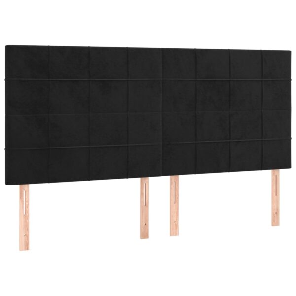 Łóżko kontynentalne z materacem i LED, czarny aksamit 200x200cm - obrazek 7