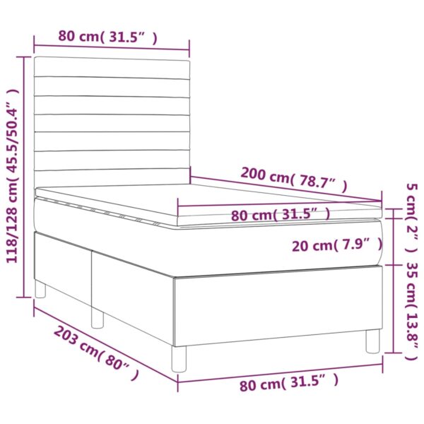 Łóżko kontynentalne z materacem i LED, różowy aksamit 80x200 cm - obrazek 8