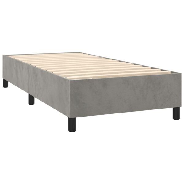 Łóżko kontynentalne z materacem i LED, szare 100x200cm, aksamit - obrazek 5