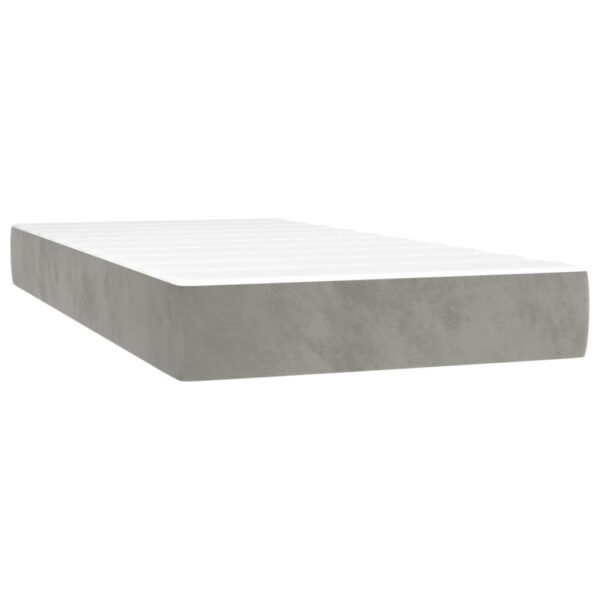Łóżko kontynentalne z materacem i LED, szare 100x200cm, aksamit - obrazek 6