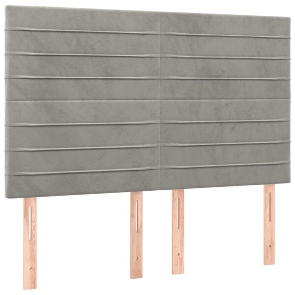 Łóżko kontynentalne z materacem i LED, szare 140x200cm, aksamit - obrazek 7