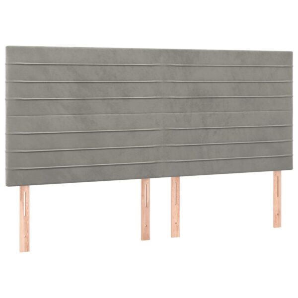 Łóżko kontynentalne z materacem i LED, szare 200x200cm, aksamit - obrazek 7