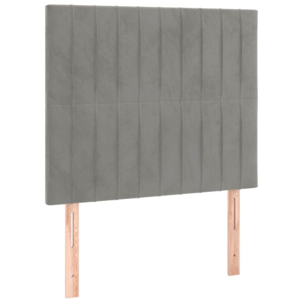 Łóżko kontynentalne z materacem i LED, szare 100x200cm, aksamit - obrazek 7
